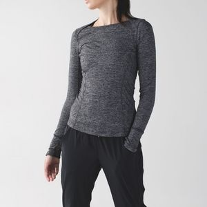 Lululemon Kanto Catch Me Long Sleeve Wee Stripe Black Heathered Black Size 4